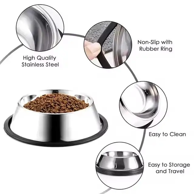 Steel Pet Dog Bowl Food Storage Container Dog Food Bowl Water Bottle Pet Bowl Feeder Dish For Small Large Dogs Ca V4U5 3