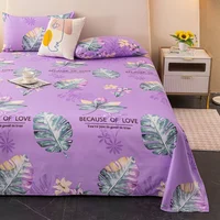 Botanical Floral Bed Sheet Set Tropical Monstera Leaves Print Flat Sheet & 2 Pillowcases Soft Comfortable Microfiber Bed Cover 2
