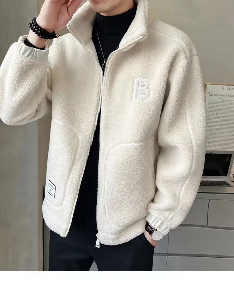 Mens Lambswool Jacket Korean Version Men's Fall and Winter Jacket