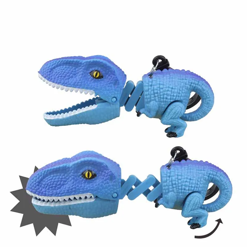 Kids Jurassic Dinosaur Retractable Spring Manipulator Small Clip Creative Novelty Handheld Will Bite Stress Relief Keychain