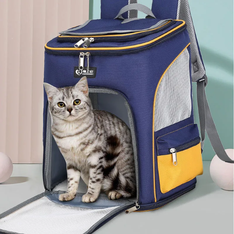 Outdoor Cat Mesh Carrier Backpack Breathable Cat Travel Shoulder Bag