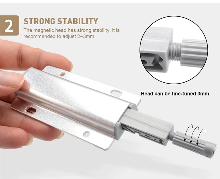 Description Picture 5 of itemFree Shipping Aluminum Alloy Cabinet Drawer Door Rebounder Wholesale Cabinet Wardrobe Door Free Handle Press Self-bouncer