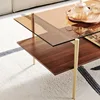 Tadio Double Layer Glass Coffee Table for Living Room,  MDF Bottom Shelf 5