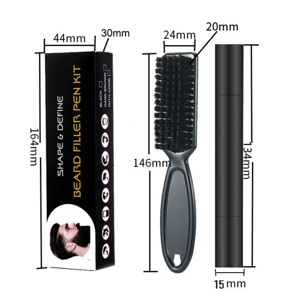 Hot Sale Beard Filling Pen Kit Beard Enhancer Brush Coloring Shaping Tools Waterproof Black Brown Hair Pencil Man Cosmetic