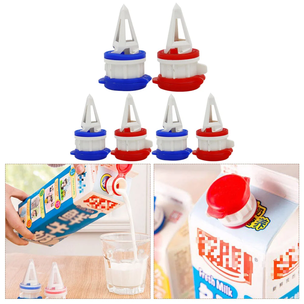Box Drinks Diverter 6 Pcs Milk Beverage Extension Mouth Juice Pourer Kitchen Dining Bar Tools Replaceable Cap Spouts