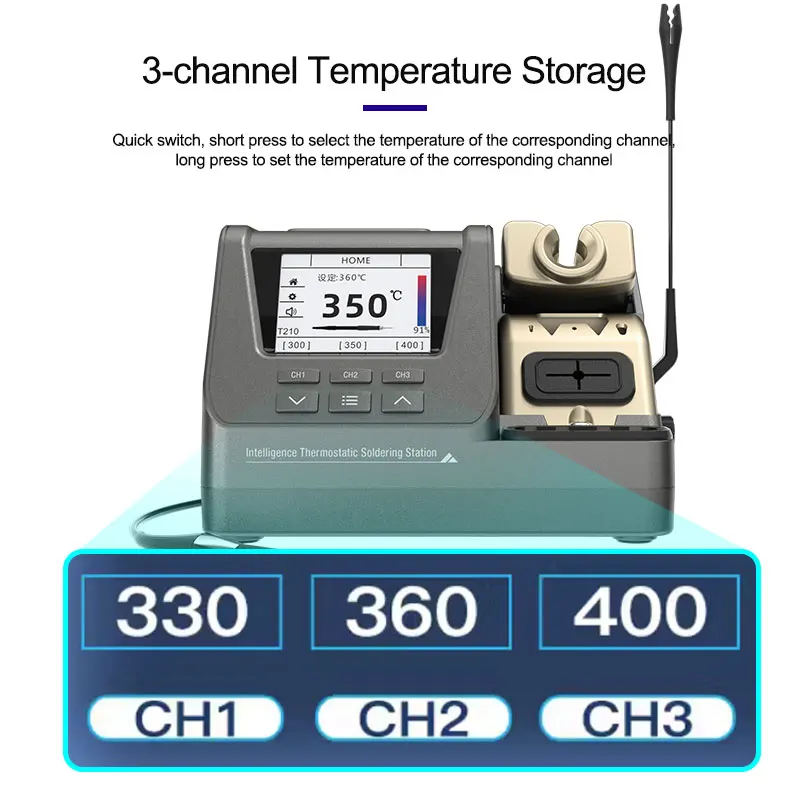 

GVM H3 3-in-1 Smart Soldering Station,Supports T245/T210/T115 Handles Automatic Identification,LCD Display,USB-Linked Computer