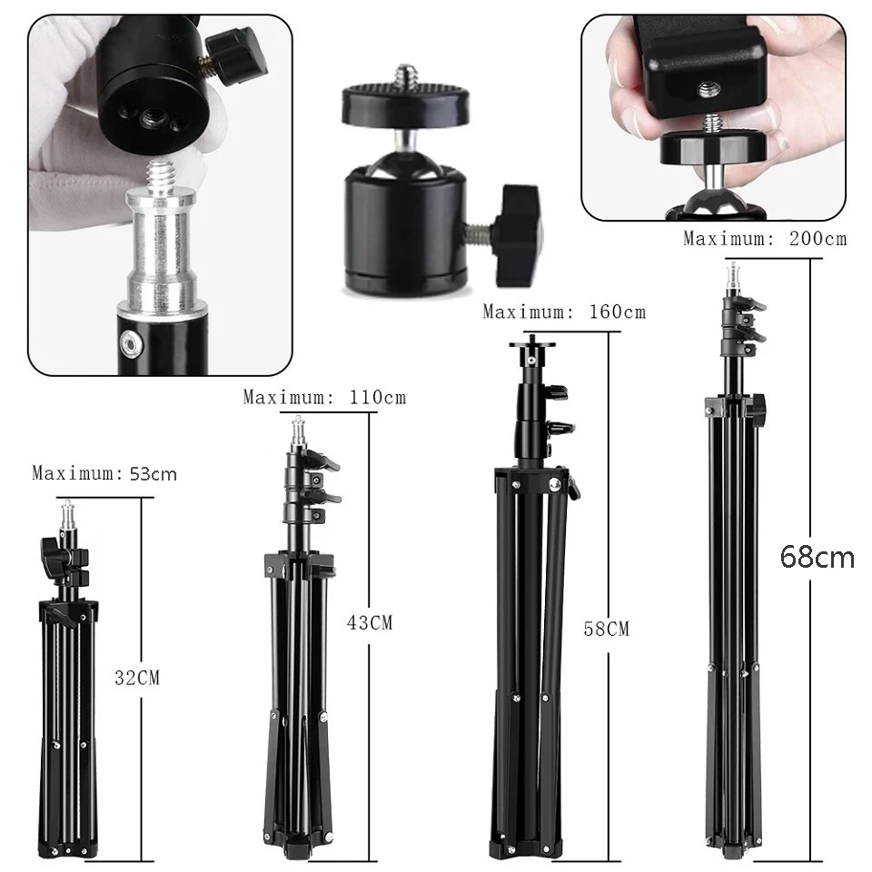 10" Selfie Ring Light With Tripod Photography Round Ring Lamp LED Lights Dimmable Ringlight For Youtube Makeup Live Video Stream