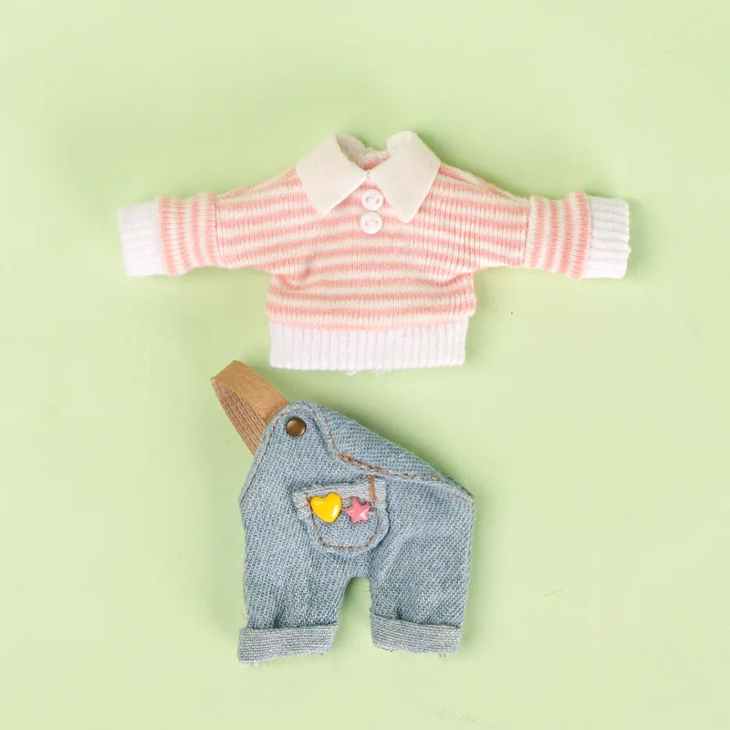 ob11 baby coat lapel sweater one-shoulder suspenders set 1/12 plain body doll clothes doll accessories 3