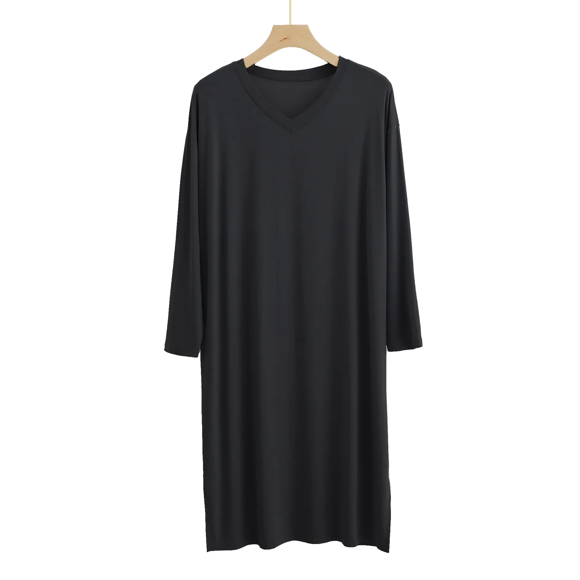 Modal Men's Pajamas Long Style V-Neck Long Sleeves Large Size