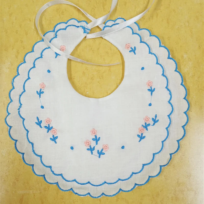 Set of 36 Fashion White Linen Double Scalloped Baby Bib 9"x9"inch dressy bib perfect for any special occasion