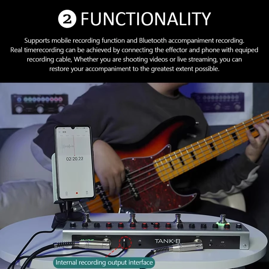 M-VAVE Tank B Multi Effects Guitar Pedal Digital Multi-Function Processor for Guitar Players Accessories