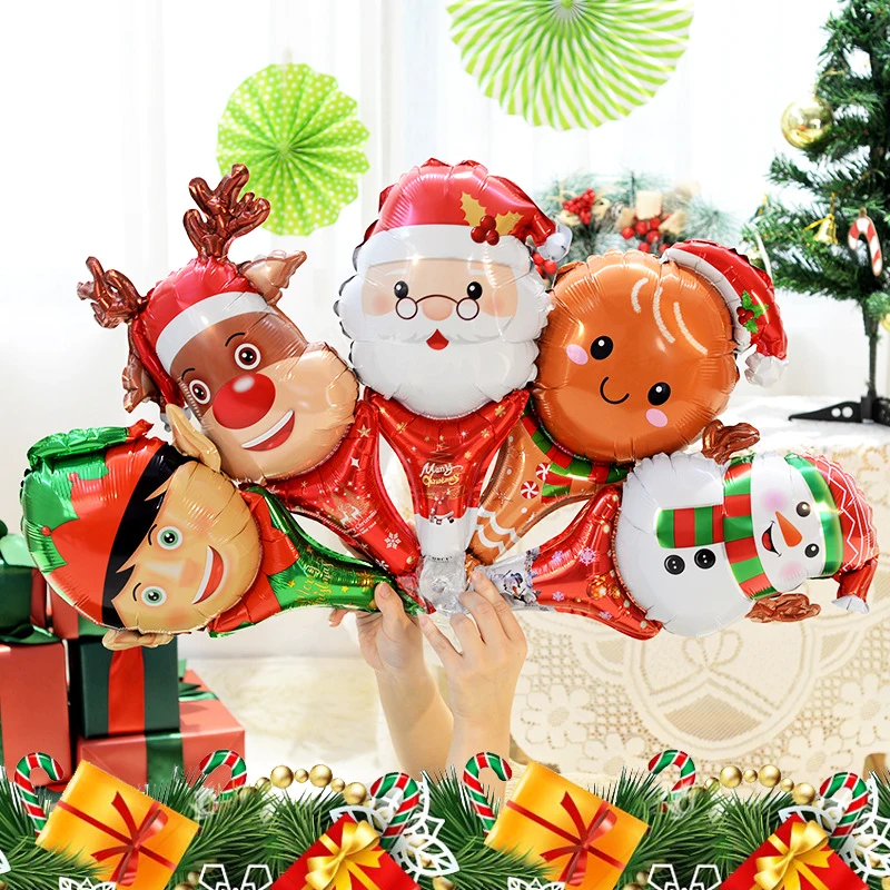 

1-5pcs Christmas Foil Balloon Inflatable Strike Stick Party Santa Claus Snowman Ballon New Year Decoration Kid Gifts Navidad