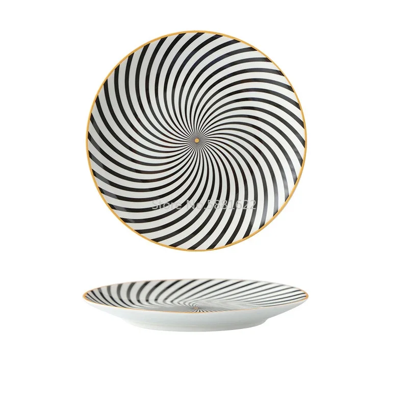 Tableware Ceramic Dinner Plate Set Dish 8/10 Inch Porcelain Cute Dessert Plate Dinnerware Geometric Western Food Steak