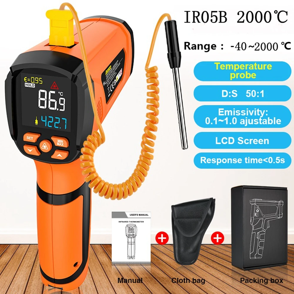 産業用デュアルレーザー高温計,高温計,K型,非接触,赤外線温度計,アラーム-40,参照2000