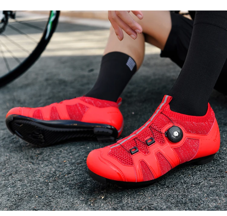 Grüne Rennradschuhe Herren Fahrradschuhe Schnelle Ratschenschnalle Kompatibel mit SPD System Pedal Outdoor Damen Rote Fahrradschuhe – Detail 20