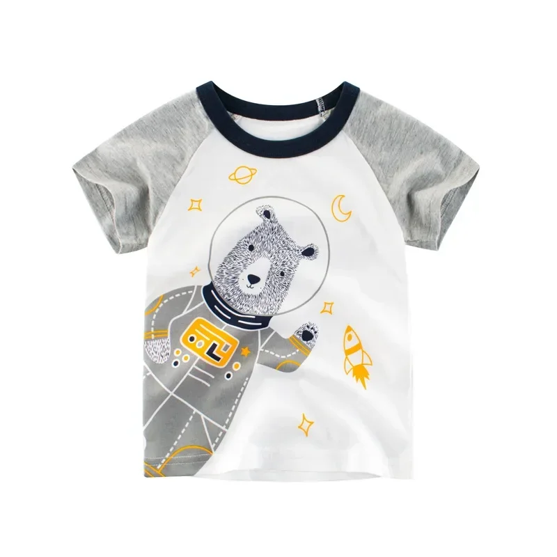 Children T Shirt Cotton Cartoon Bear Short Sleeve Kids Clothes For Boy Casual Top Tee 2-10Y