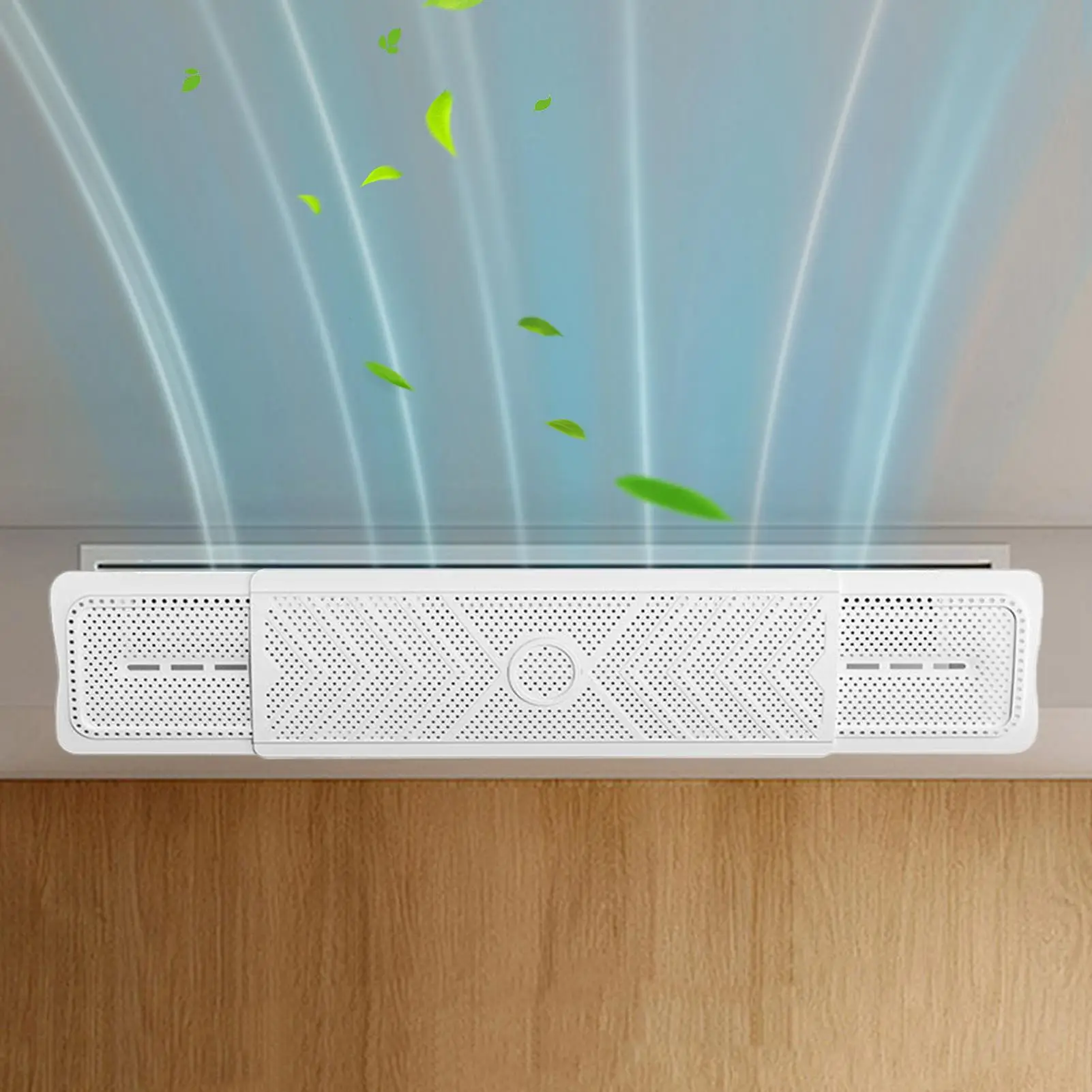 Adjustable Wall-Mounted Air Conditioner Deflector with Anti-Blow Shield