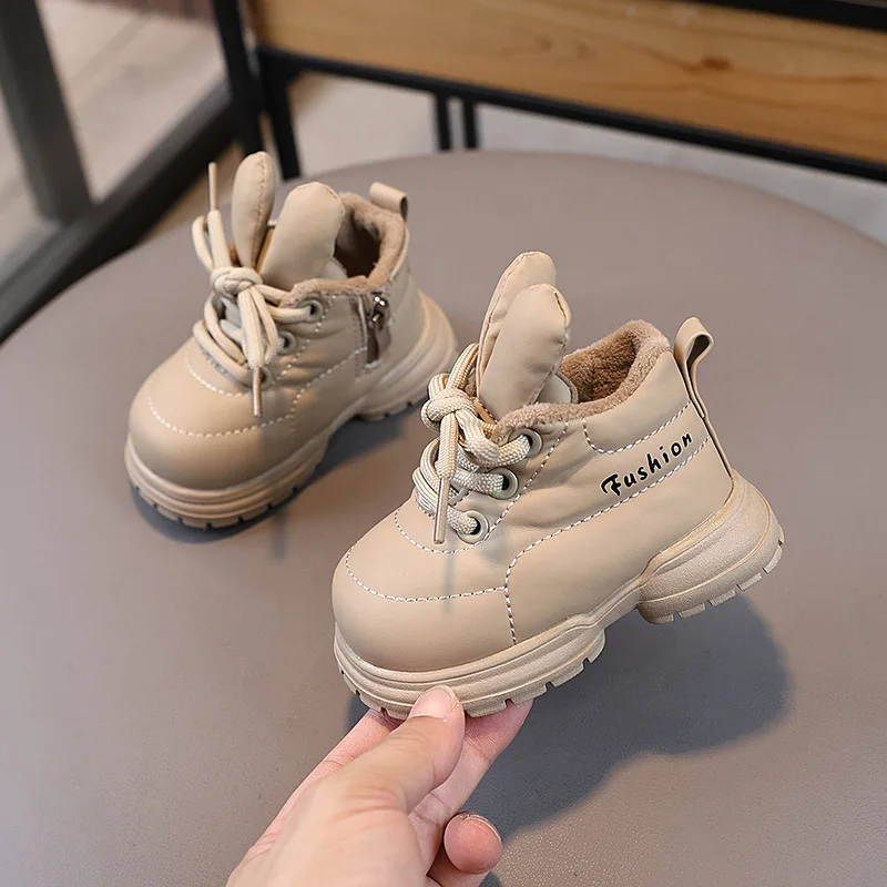 Winter Baby Cotton Boots Cute Rabbit Ears Toddler Girls Boots Warm Plush Infant Shoes Soft Sole Non-slip Snow