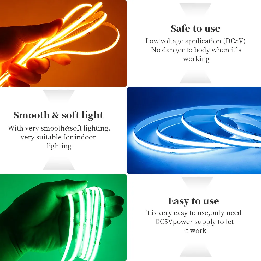COB LED Ʈ , dc 5v, 320Leds, m, 8MM, е,  ,  , RA90,  ߷ ȭƮ, , , ׸, ũ