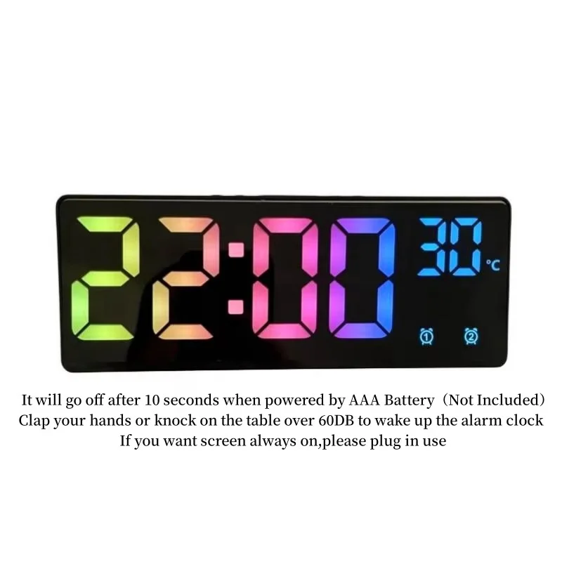 Smart Sound-Activated Alarm Clock with Temperature Display and Night Light
