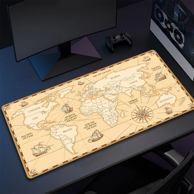 

Retro Navigation Map Computer Mousepad Gamer Keyboard Mat Art Rubber Mouse Pad Laptop Large Gaming Mouse Mat Non-Slip Desk Mats