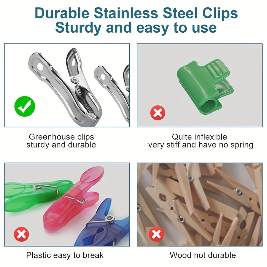 40 PCS Heavy Duty Stainless Steel Garden Clips for Netting