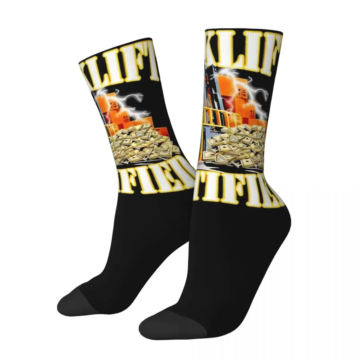 

Funny Forklift Certified Design Crew Socks Product for Male Breathable Dress Socks