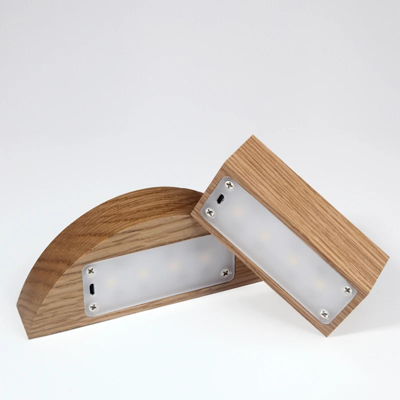 Creative Wood LED Night Light Night Lamp Wooden Bedside Reading Table Desk Lamp USB Rechargeable Touch Sensor 3 Level Brightness