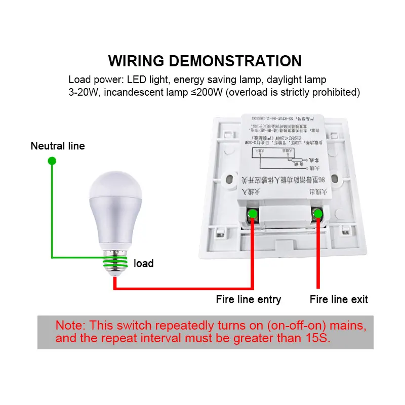 Motion Sensor PIR Sensor Switch Motion Sensor Switch Human Body Sensor Switch AC110V 220V 86 Type Automatic Switch Recessed Infrared Motion Sensor Light Detector For LED Lamp