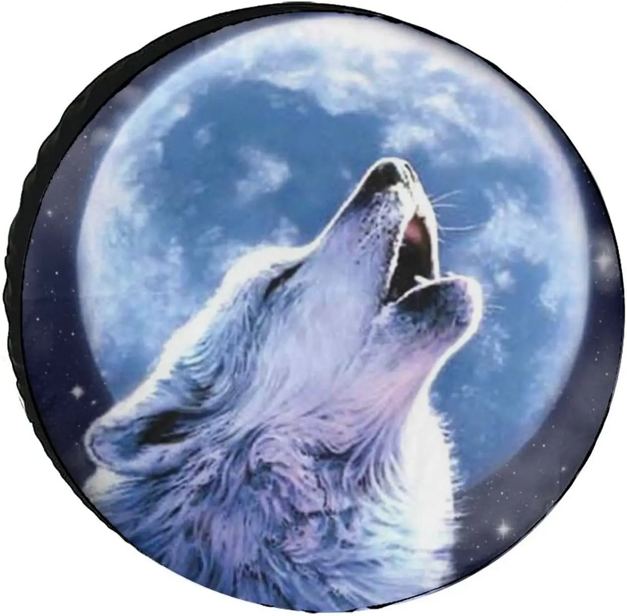 

Full Moon Howling Wolf Print Protector Wheel Cover for Spare Tire 14/15/16/17 Inch RV Camper SUV Trailer Truck Cool