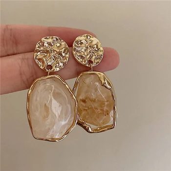 Korea New Geometry Irregularity Resin Stud Earrings for Women Fashion Wedding Party Jewelry Gift