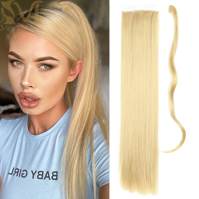 MERISIHAIR Synthetic Long Straight Wrap Around Clip In Ponytail Hair Extension Heat Reistan Pony Tail Fake Hair 66-22