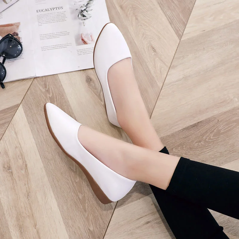 2023 spring new women's single shoes Casual Mary Jane leather shoes Fashion shallow mouth design loafers Large size 35-41