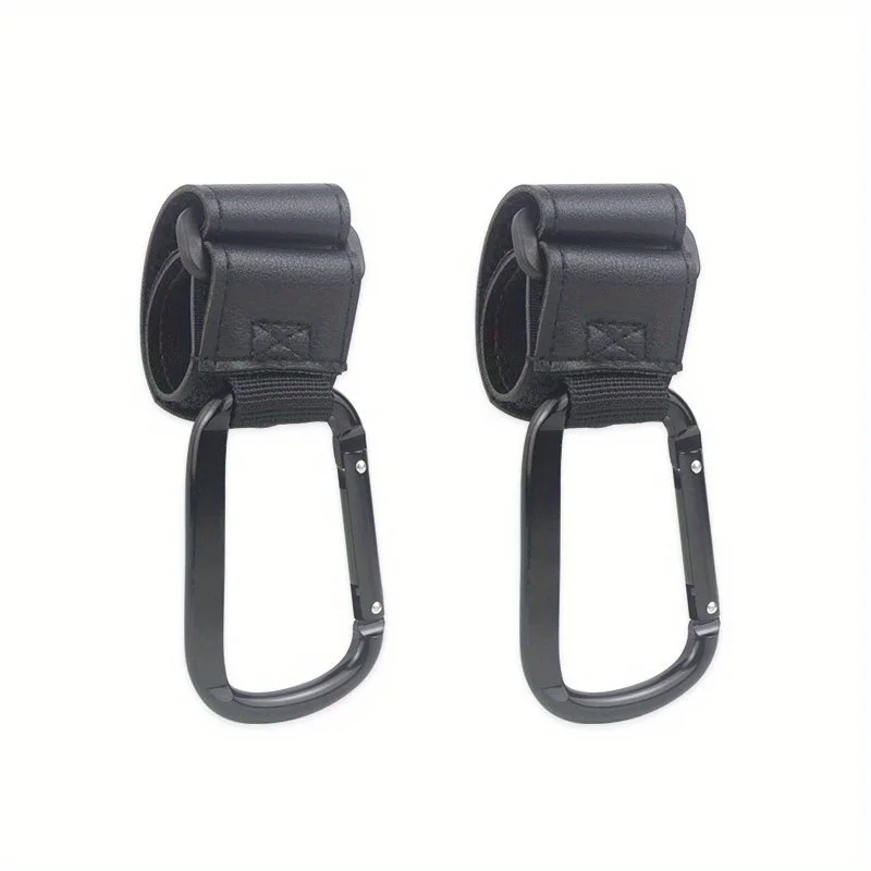 2pc Stroller Hook Clip for Carriages, Shopping Carts & Bags - Durable Faux Leather Universal Hanging Accessory with Secure Clasp