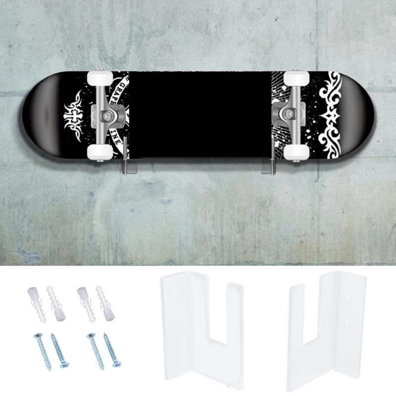 1 쌍 아크릴 스케이트 보드 디스플레이 스탠드 벽 마운트 고정 홀더 스케이트 보드 스토리지 랙 브래킷 Longboards 장식