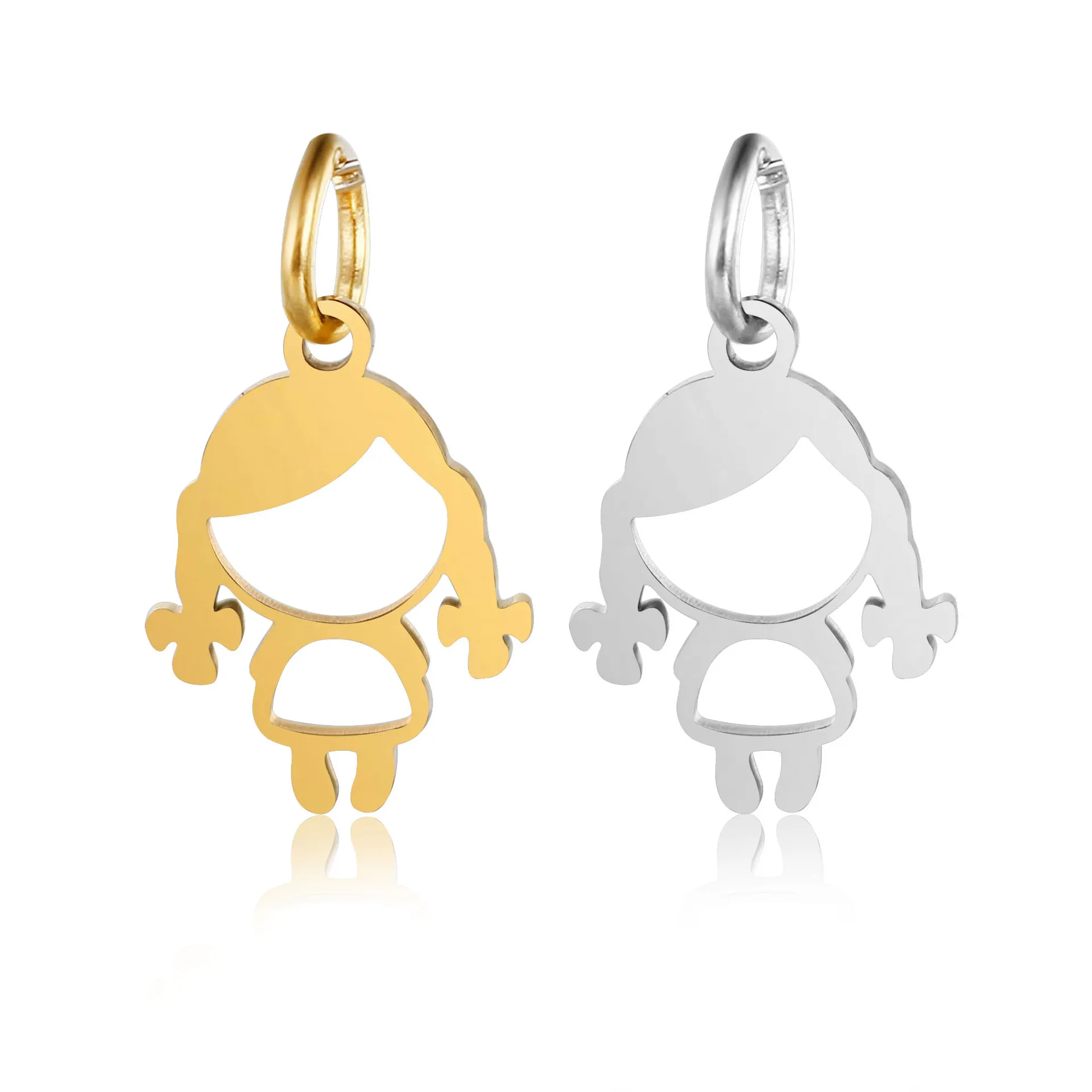 DOOYIO 5 teile/los 11,5mm * 18mm Kleines Mädchen Charm Anhänger Edelstahl Spiegel Poliert DIY Schmuck Geschenk Zubehör