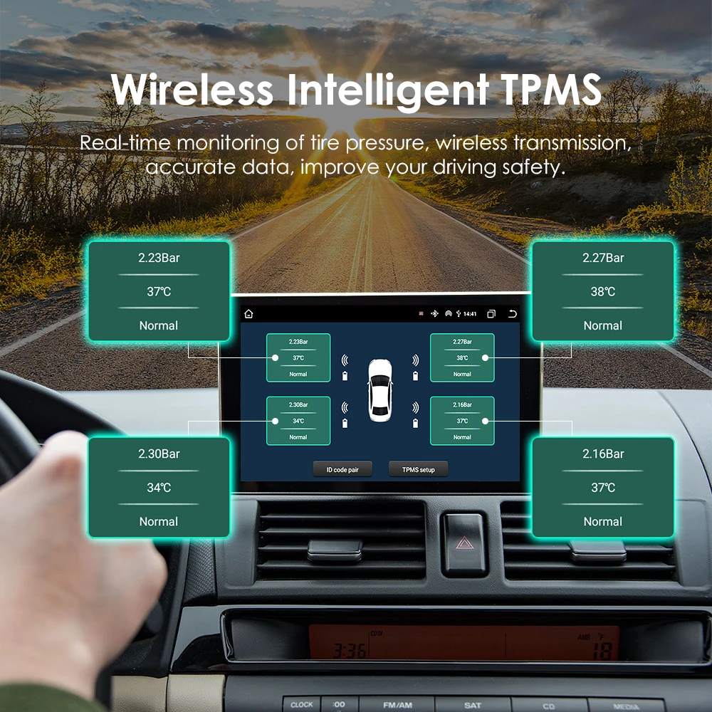 

Автомобильный монитор OSSURET, Автомобильный USB TPMS, встроенный и внешний для Android, мультимедийный плеер, навигационный дисплей, головное устройство, Авторадио
