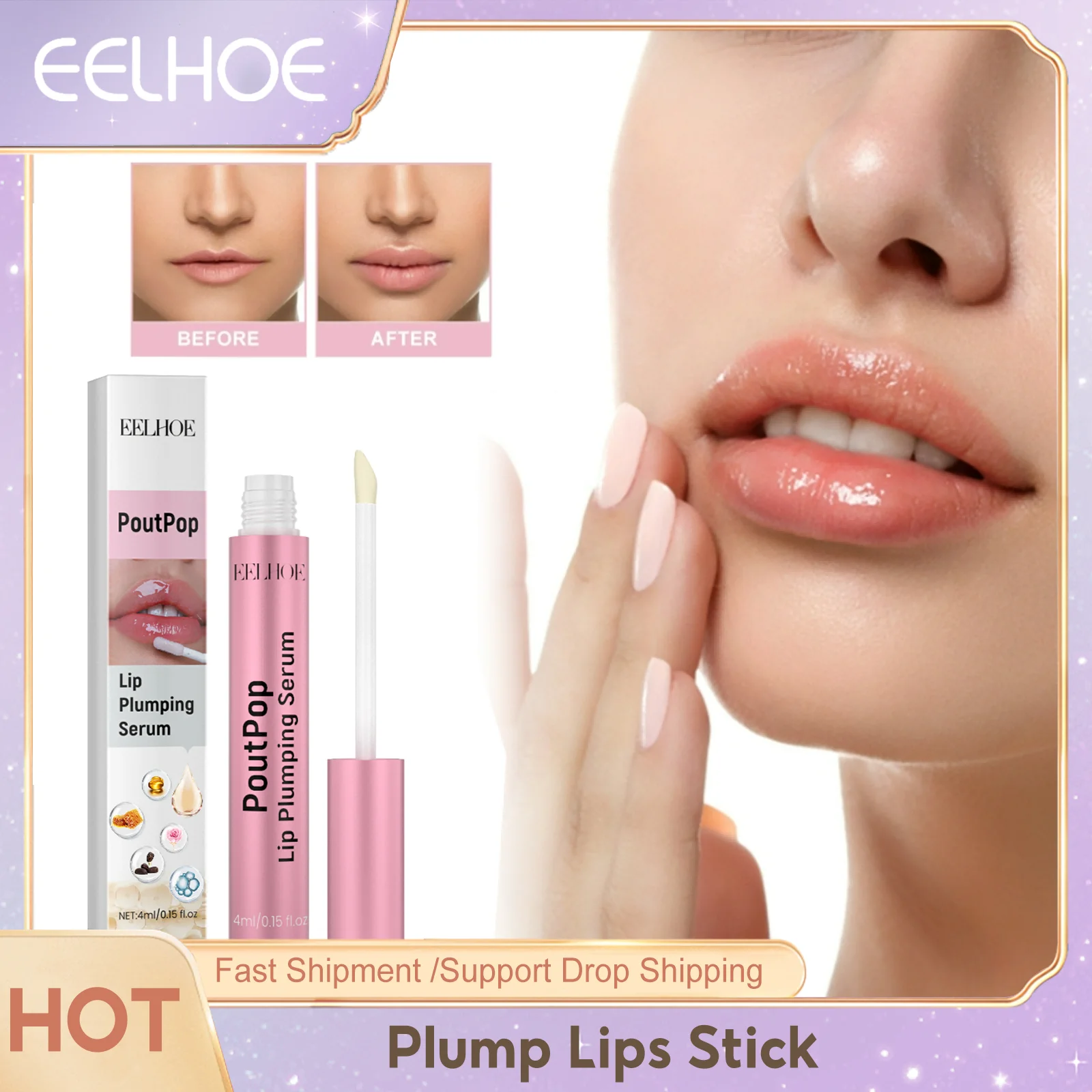 

Lips Plump Serum Reduce Lip Fine Lines Increase Elasticity Anti Dry Cracking Tender Repair Peeling Fade Dull Moist Lip Essence