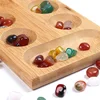 Wooden Mancala Board Game Teenager Portable Set Classic Strategy Board Game for Parents-Kids Interactiv Tabletop Game Chess Set 5