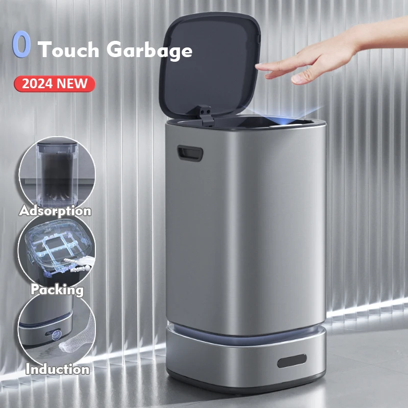 AutomaticPackingTrashCanStainlessSteelAutomaticCloseBagTrash