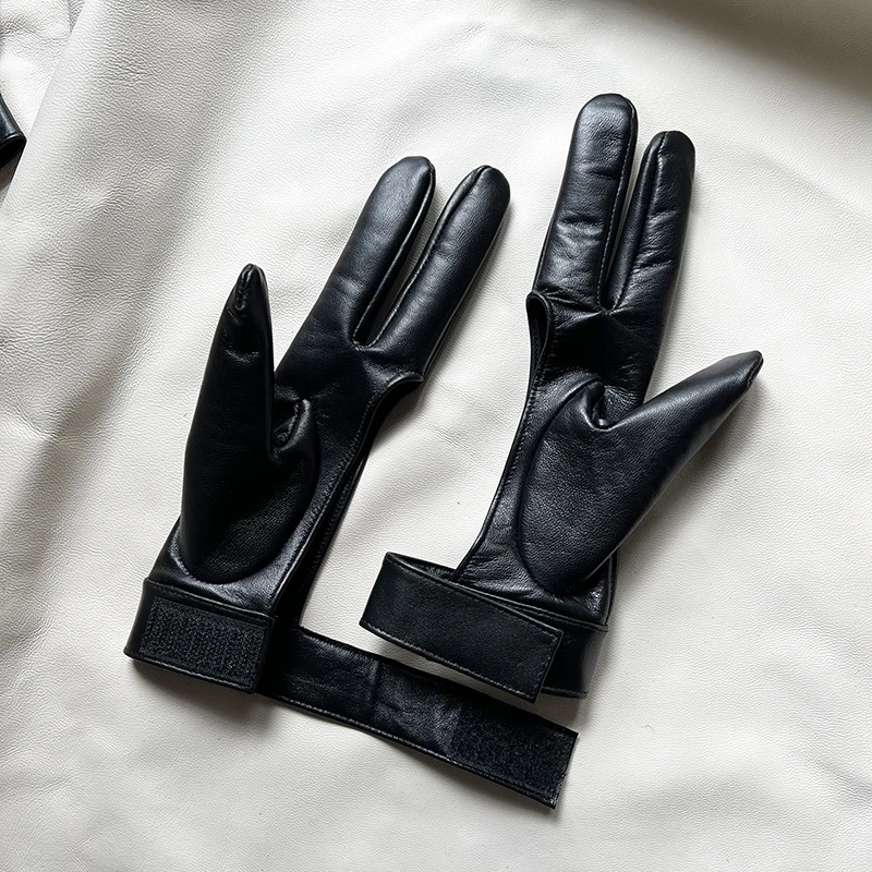 Three-finger gloves Lovers Snooker gloves Leather touchscreen Pure