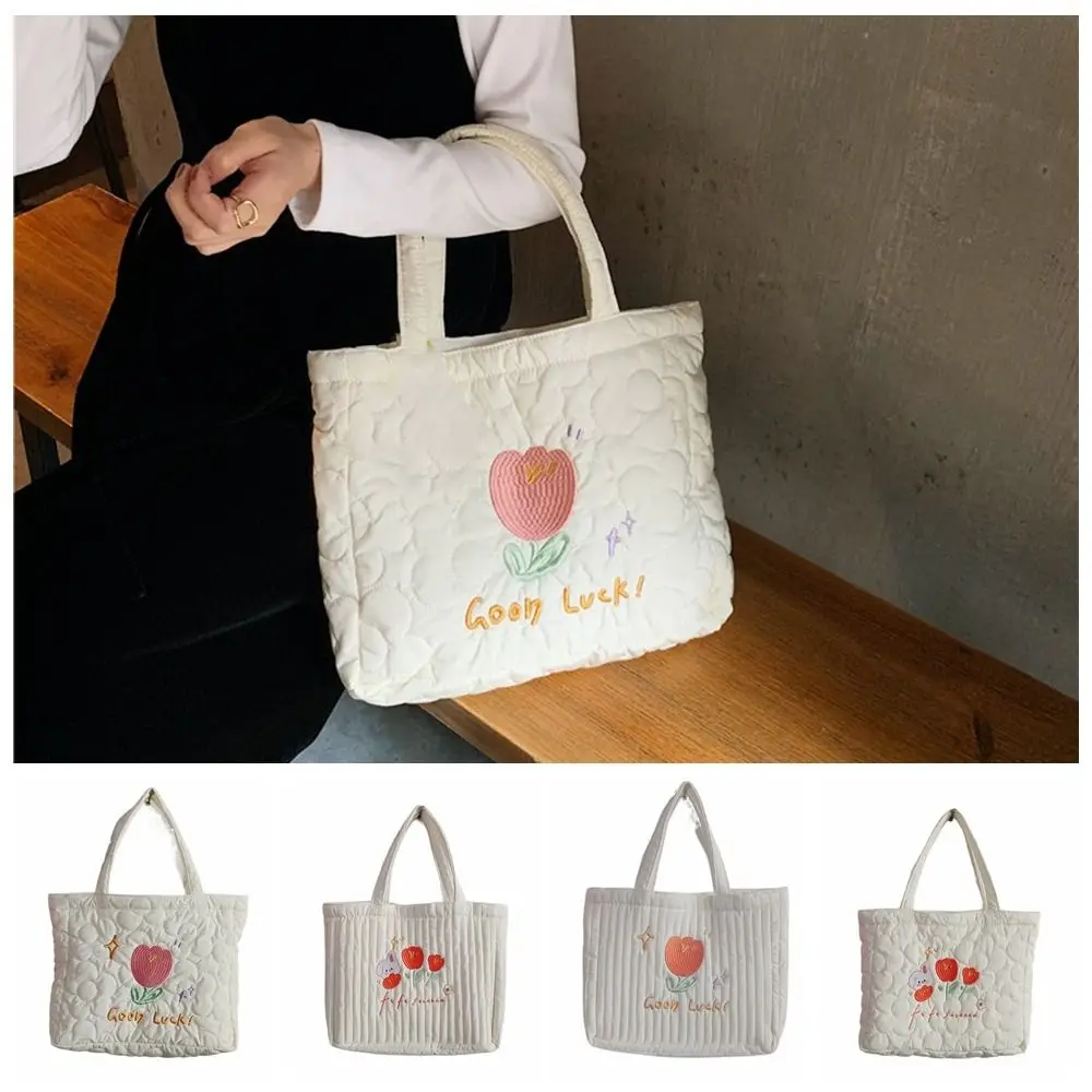 

Large Handbag Quilted Embroidery Handbag Flower Bubble Cloud Printing Large Capacity Tote Bag Canvas Tote Bag Classroom