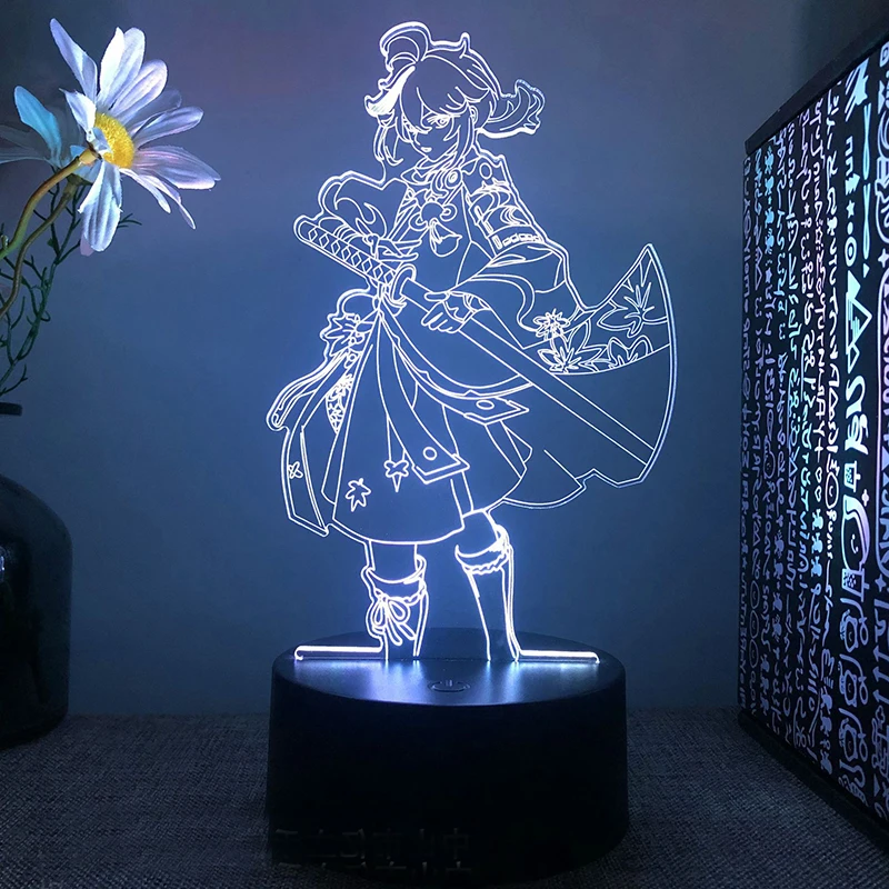 Genshin impact Kaedehara Kazuha 3d led lamp for bedroom manga night lights anime action figure Decoration children Kawaii gift dinosaur night light