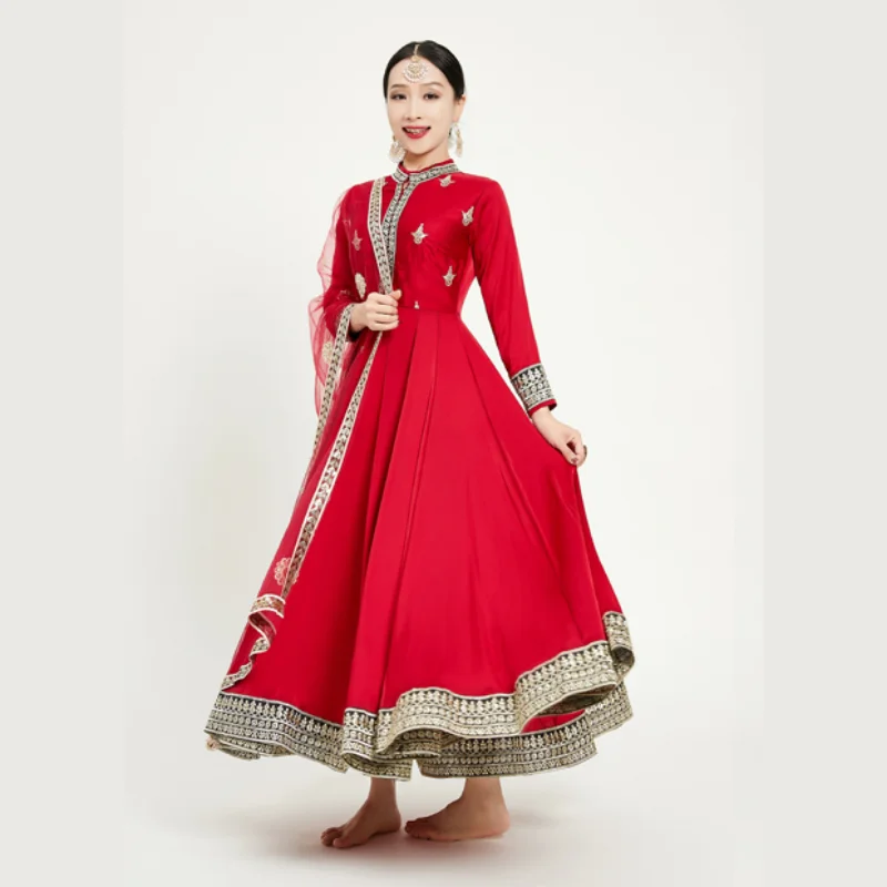 Robe de brevIndienne avec Châle pour Femme, Style National Anna, Katak, Grande Balançoire, Inde, Pakistan