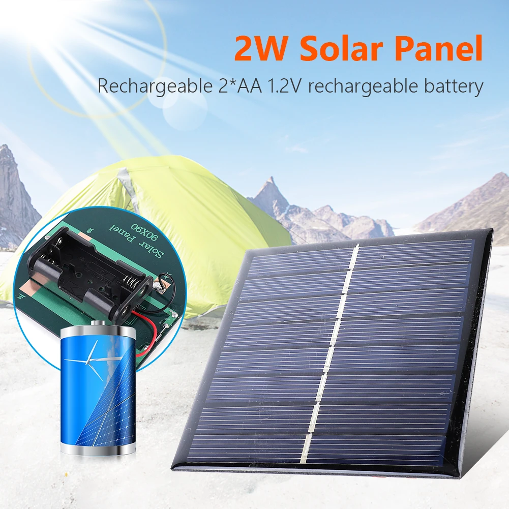 2W 4V Solar Charging Panel Photovoltaic Cells Solar Plate for 1.2V 2xAA Rechargeable Battery Charging for Solar Light