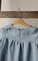 2024 SummerGirls Round Neck Solid Color Pleated Cotton And Linen Dress New Loose Short-Sleeve Children's Dresses，TZ31 5