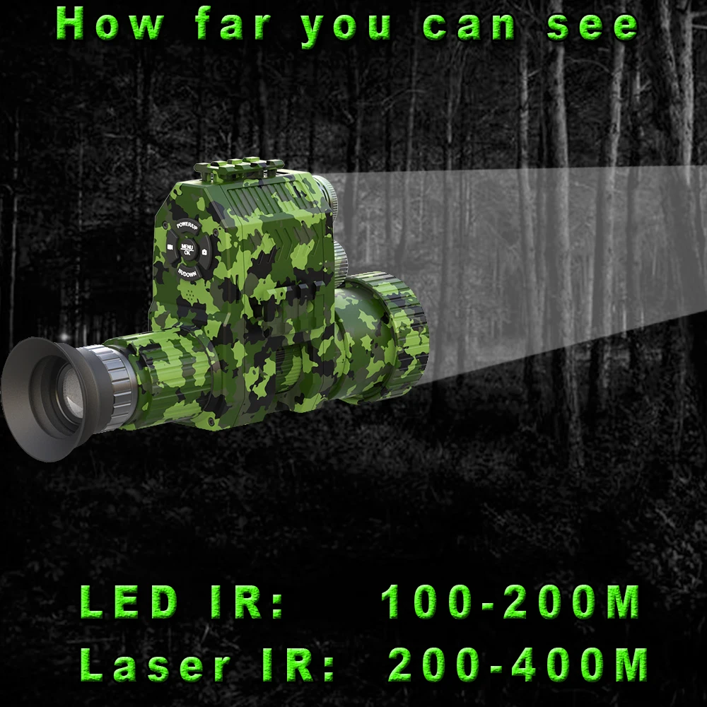 Megoarei NK007 Hunting Night Vision Digital Rifle Scope Monocular Optics Sight Attachment With 1.3 Inch Screen 850 IR Torch