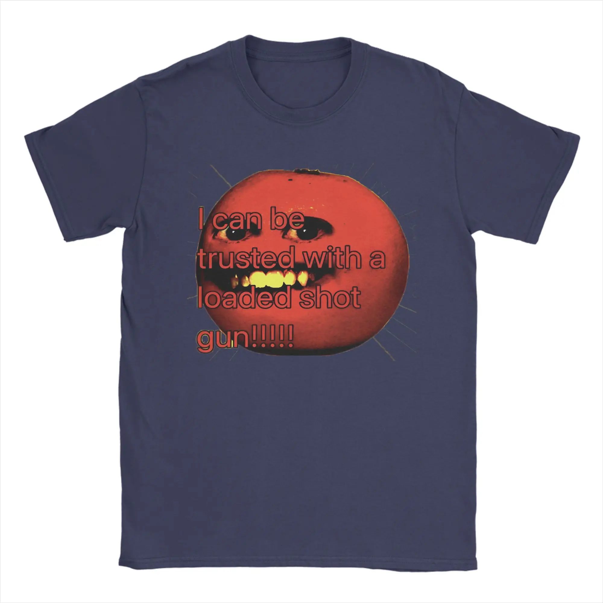 Humorous Orange Graphic Men's Cotton Crew Neck T-Shirt