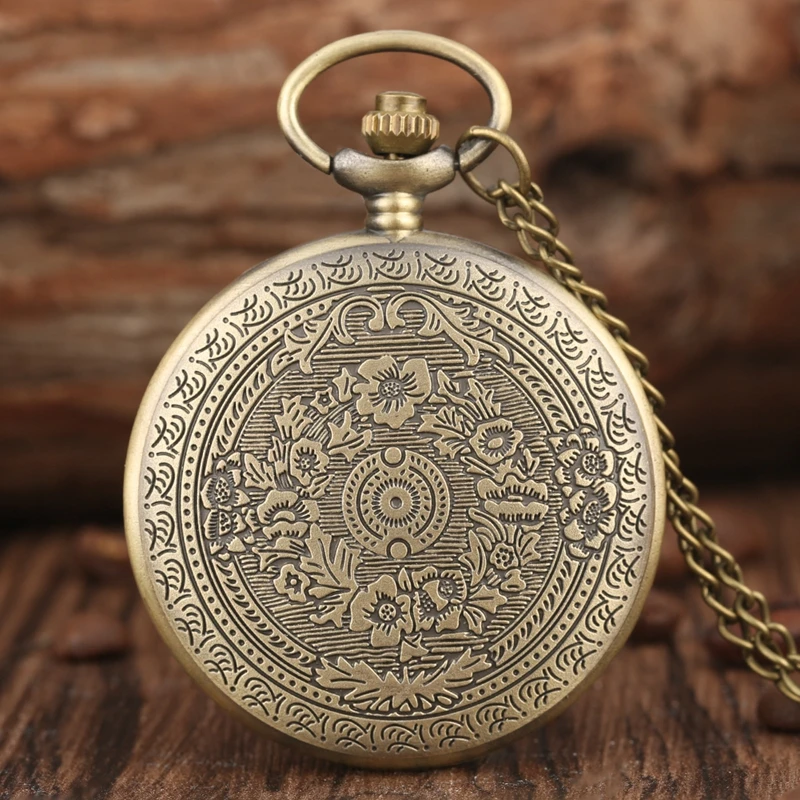 Hot Movie Extension King's Cross London 9 3/4 Platform Quartz Pocket Watch Bronze Full Hunter Necklace Pendant Clock reloj gift images - 6