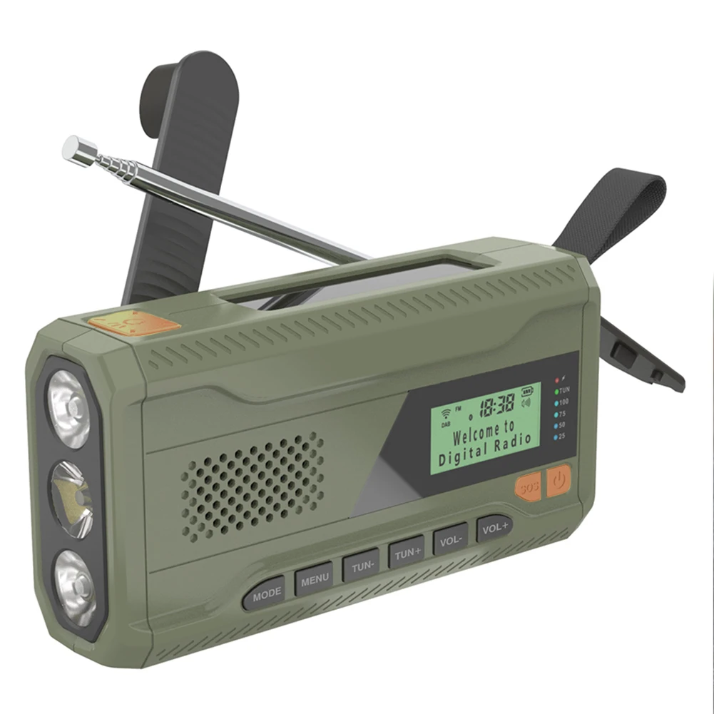 12000/5000/4500mAh DAB FM Bluetooth Radio Outdoor Emergency Radio Portable Solar Hand Crank Radio LED Flashlight Outdoor Camping